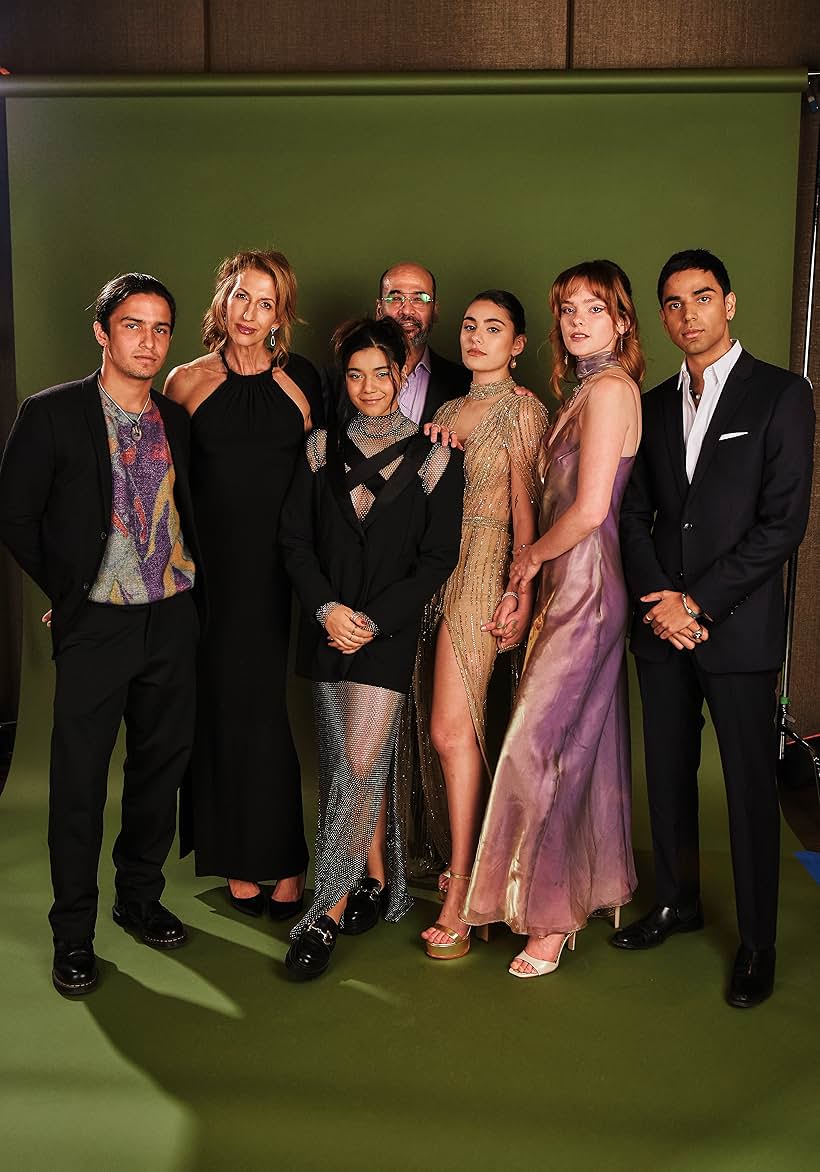 Mohan Kapur, Laurel Marsden, Alysia Reiner, Iman Vellani, Aramis Knight, Sana Amanat, Yasmeen Fletcher, and Rish Shah at an event for Ms. Marvel (2022)