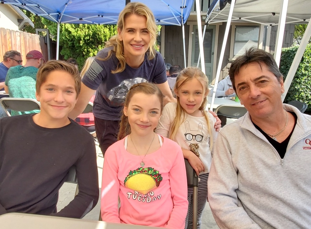 Scott Baio, Kristy Swanson, Everson White, Bailey Baio, and Ryan Florida in Courting Mom and Dad (2021)