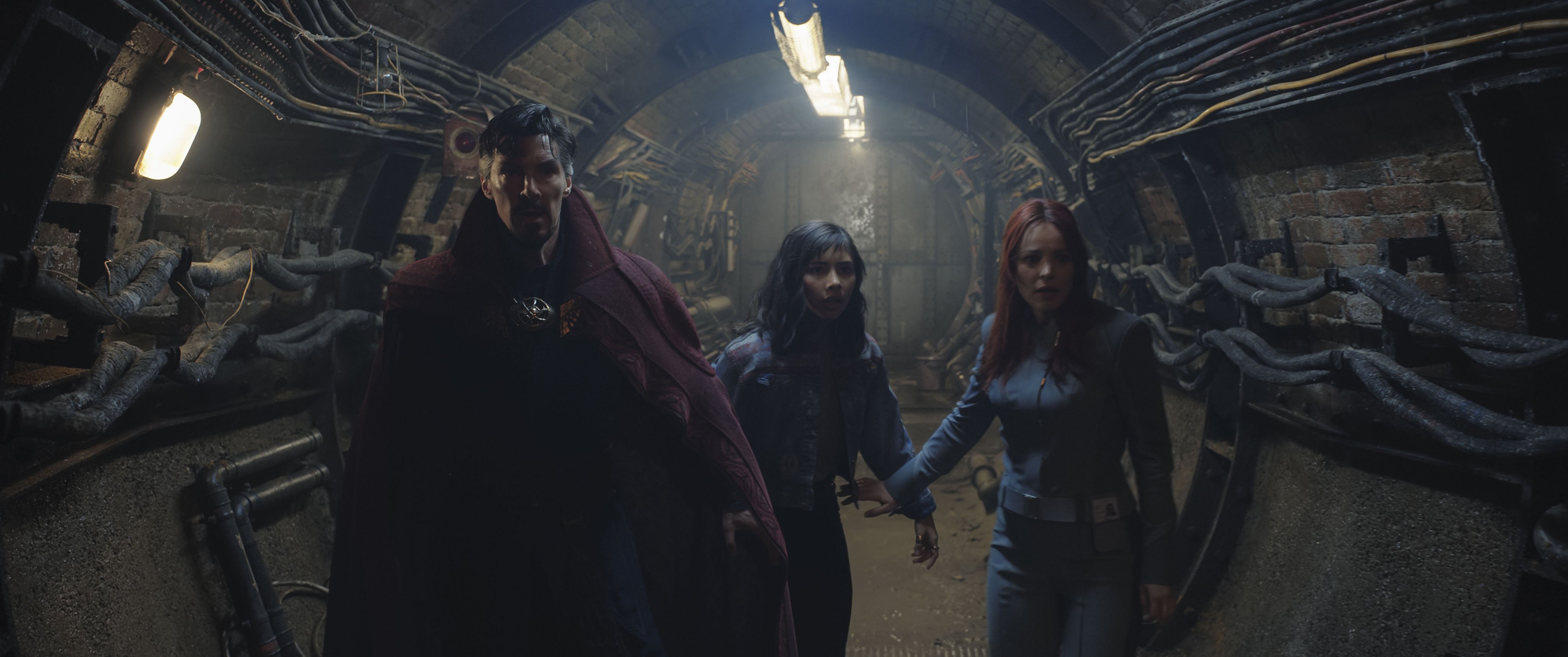 Rachel McAdams, Benedict Cumberbatch, and Xochitl Gomez in Doctor Strange in the Multiverse of Madness (2022)