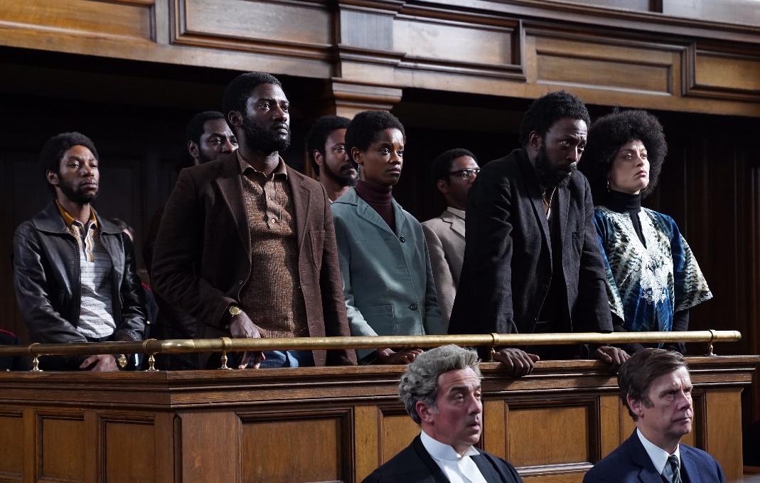 Shaun Parkes, Malachi Kirby, and Letitia Wright in Mangrove (2020)