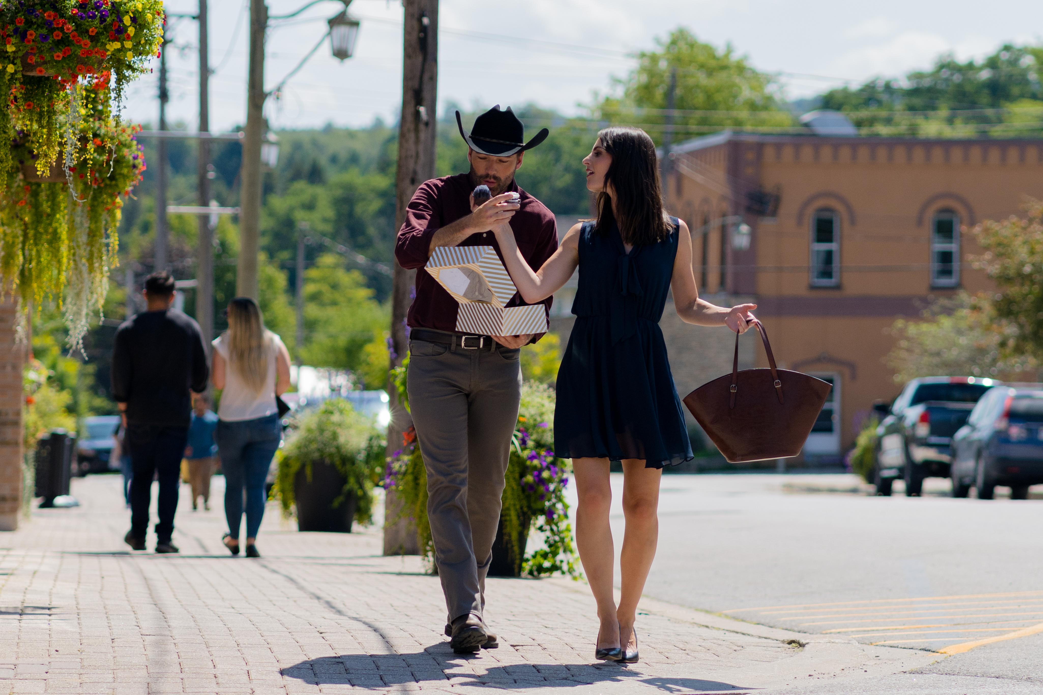 Tim Rozon and Nola Martin in Love in Wolf Creek (2022)