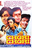 Shashi Kapoor, Bindu Desai, Jeetendra, Sanjay Khan, and Shatrughan Sinha in Chori Chori (1972)