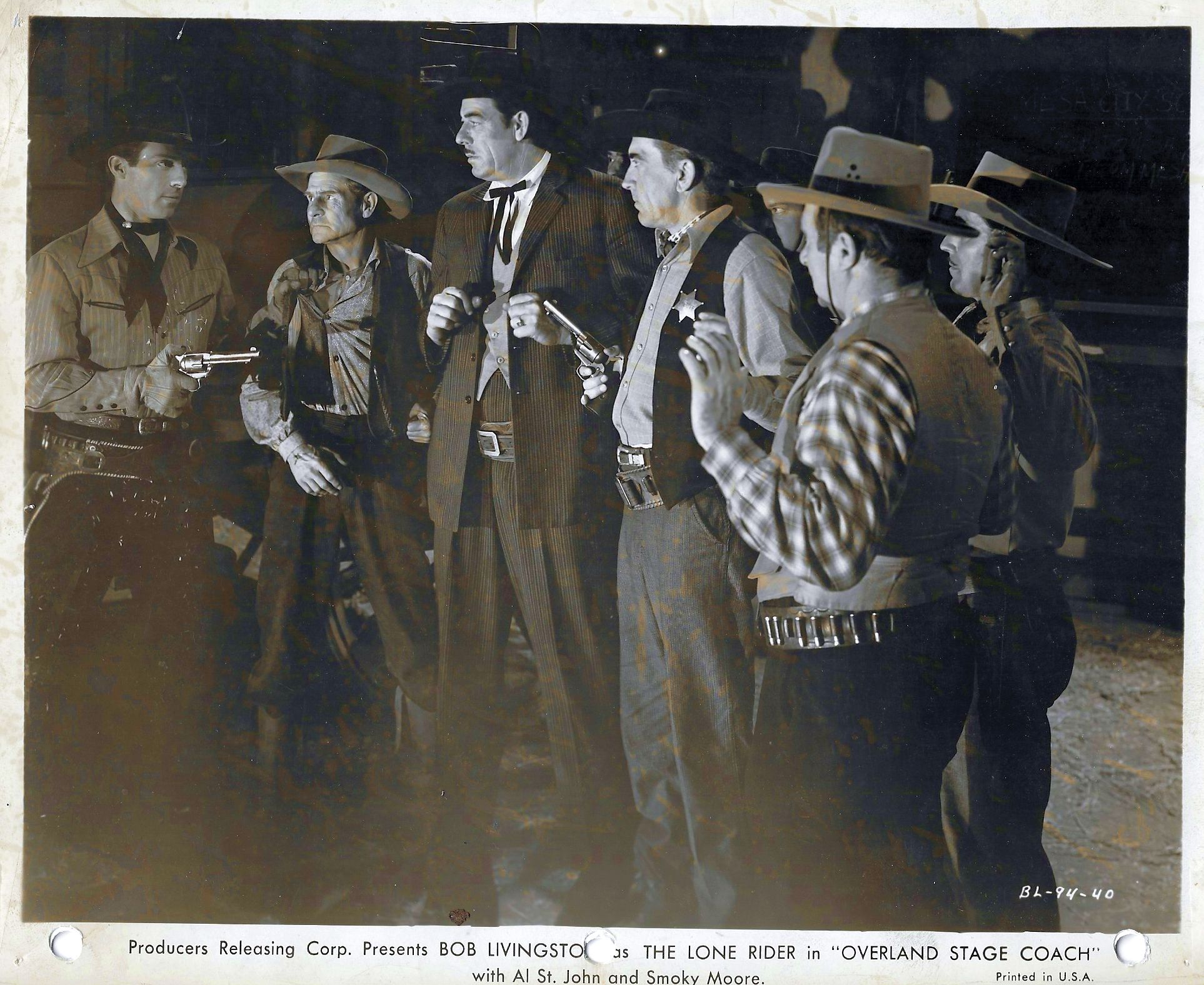 Ted Adams, Jimmy Aubrey, Budd Buster, Dennis Moore, Benny Petti, and Glenn Strange in Overland Stagecoach (1942)