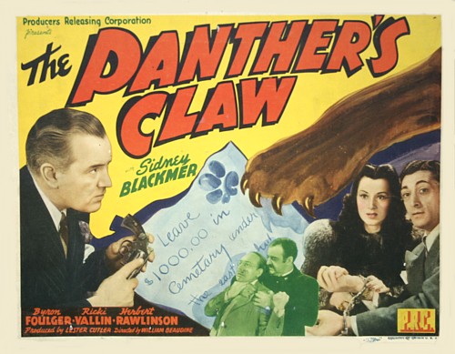 Sidney Blackmer, Thornton Edwards, Byron Foulger, Lynn Starr, and Rick Vallin in The Panther's Claw (1942)