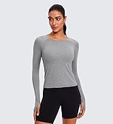 CRZ YOGA Womens Seamless Workout Long Sleeve Shirts Quick Dry Gym Athletic Tops Breathable Runnin...