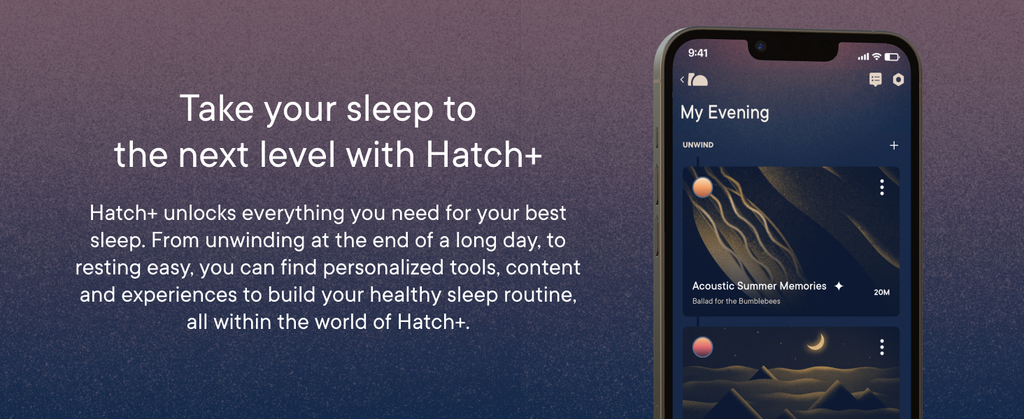 Hatch, Restore 2, Hatch+, membership, sleep app, sunrise alarm clock, sound machine, healthy sleep