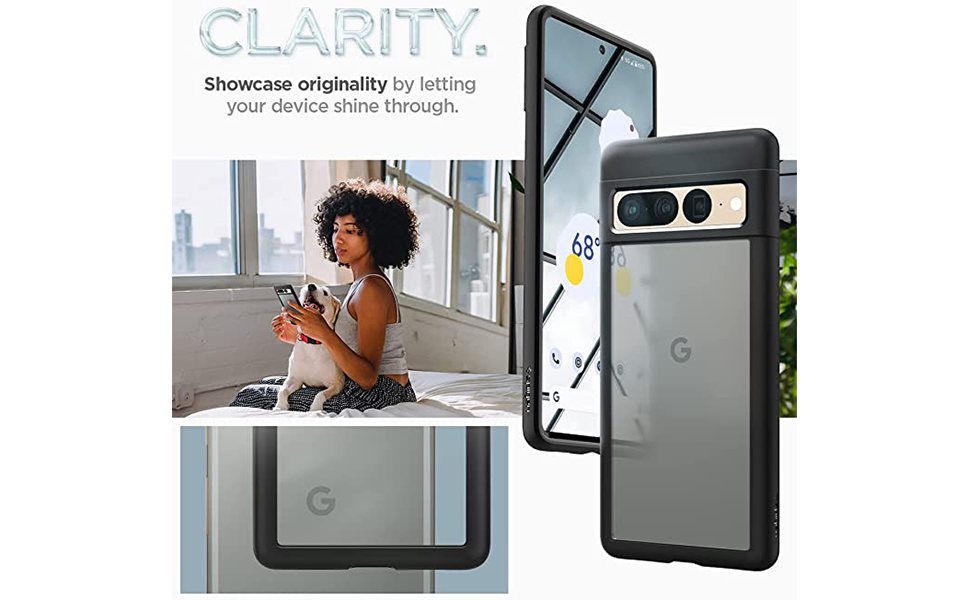 Spigen Ultra Hybrid [Anti-Yellowing Technology] Designed for Pixel 7 Pro Case (2022) - Crystal Black