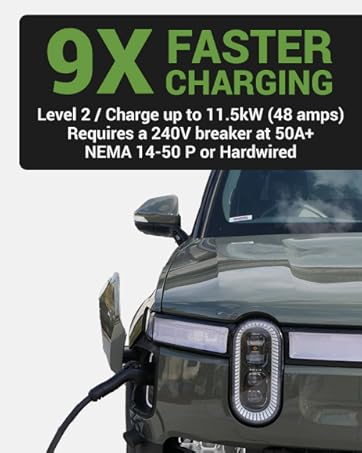 ev charger level 2 provides 9 times faster charging up to 48 amps