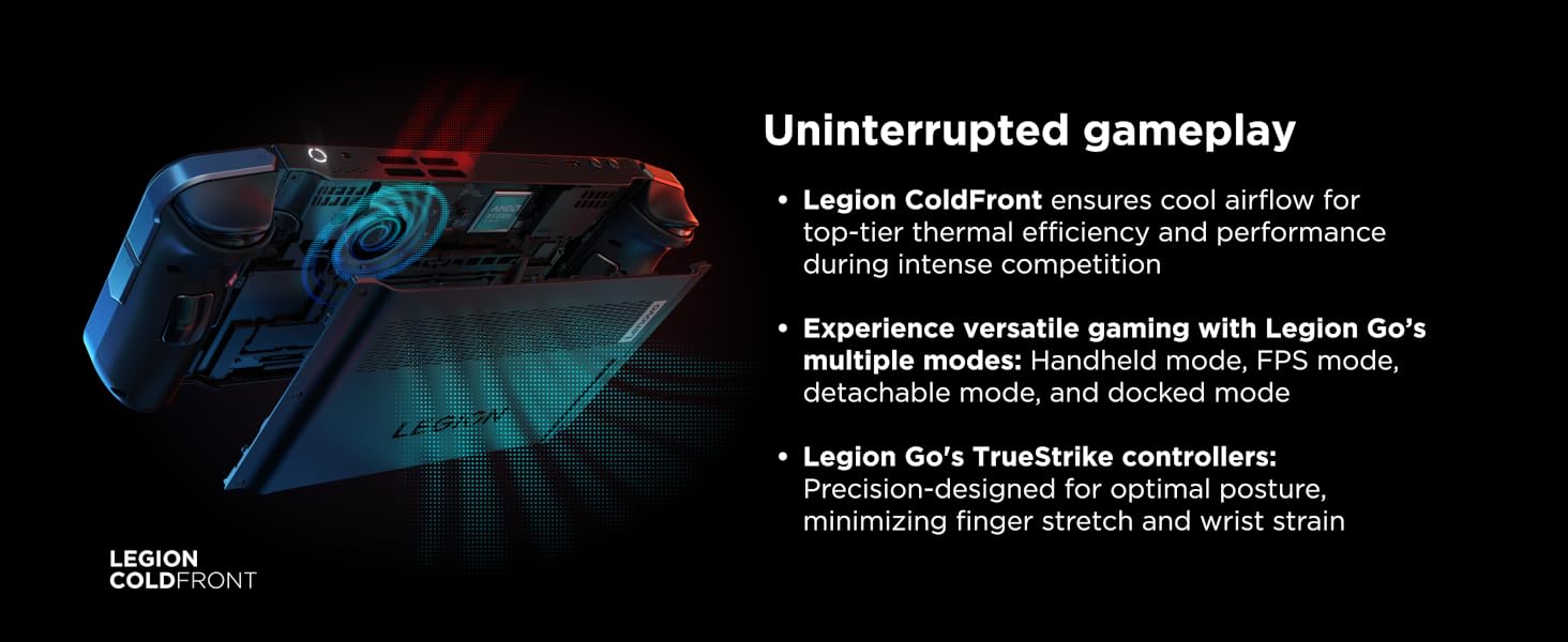 Legion Go's ColdFront technology enables uninterrupted gameplay with thermal efficiency