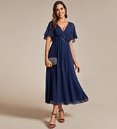 Ever-Pretty Women's Cocktail Dresses V Neck A-Line Elastic High Waist Wedding Guest Evening Party...