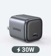 UGREEN 30W USB C Charger, Nexode Foldable GaN PPS Compact Fast Wall Charger Block, USB-C Power Ad...