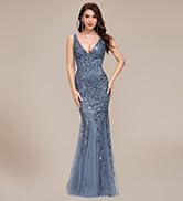 Ever-Pretty Women's Sequin Double V-Neck Sleeveless Mermaid Long Evening Dress 07886-USA