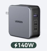 UGREEN 140W USB C Charger, Mac Book Pro Charger Nexode PD3.1 PPS 3-Port Foldable GaN Fast Laptop ...