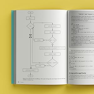 A spread from Automate the Boring Stuff with Python showing a flow chart