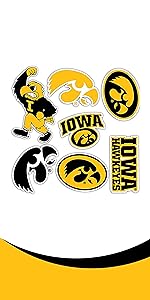 University of Iowa stickers, school, college, students, fans, alumni, Hawkeyes, Herky the Hawk 
