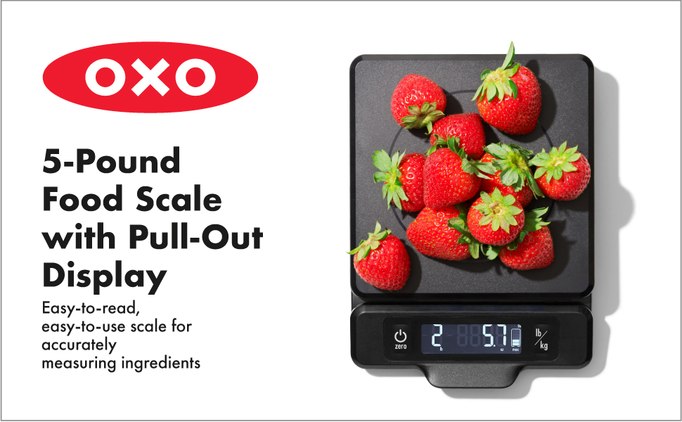 OXO Pull-Out Display 5-lb Food Scale, Capacity, Black