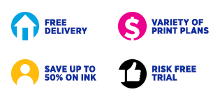 Variety of Print Plans; Save up to 50% on Ink; Riskless Trial