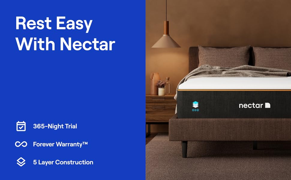 Rest easy with Nectar Premier Copper Memory Foam Mattress with a 365 night trial