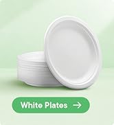 100% 9 Inch Heavy-Duty [125-Pack] Disposable White Bagasse Plate, Made o...