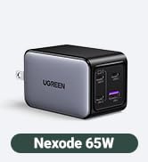 UGREEN 65W USB C Charger Block, Nexode 4-Port GaN Charger Type C Charger Fast Charging Wall Charg...