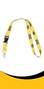 University of Iowa lanyard keyring, college, students, fans, alumni, Hawkeyes, Herky the Hawk 