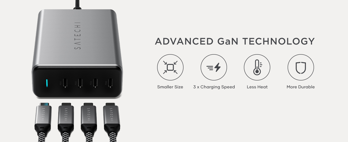 165W USB-C 4-Port PD GaN Charger - Space Grey - US