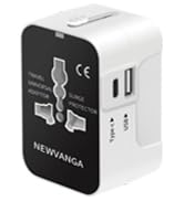 Universal Travel Adapter, All in One Plug Adapter with Dual USB Charging (1 USB C Port), Worldwide