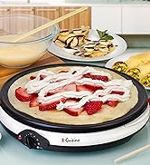 Euro Cuisine CM20 Electric Crepe Maker - PTFE and PFOA Free Non Stick Plate, 12 Inch, White