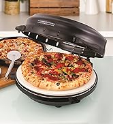 Euro Cuisine PM600 Crispy Crust 12" Rotating Pizza Maker with Stone & Baking Pan, Counter Top, Black