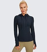 CRZ YOGA Butterluxe Womens Hooded Workout Jacket - Zip Up Athletic Running Jacket with Back Mesh ...