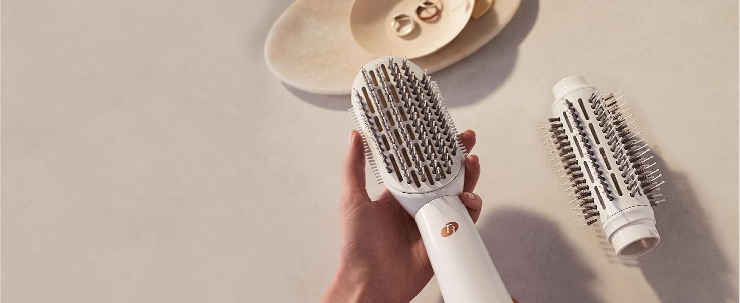 T3 AireBrush Duo with interchangeable paddle brush and round brush attachments