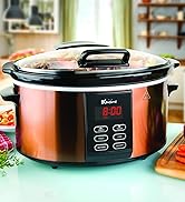 Euro Cuisine SCX6 Programmable Slow Cooker with Digital Touch Pad Timer and Hinged Glass Lid- 6 Q...