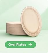 Oval Paper Plates [50-Pack] - {PFAS-Free} - {BPI Certified} - [12 Inch] Heavy Du...