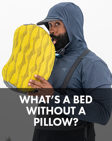 Man inflating a pillow