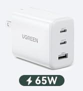 UGREEN 65W USB C Charger - 3 Ports Charger PD PPS Fast Charger Power Adapter Foldable