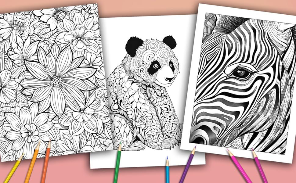 stress relieving coloring for all  ages birds cats dogs fish wild life
