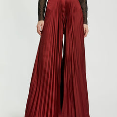 Pleated Charmeuse Wide Leg Pants