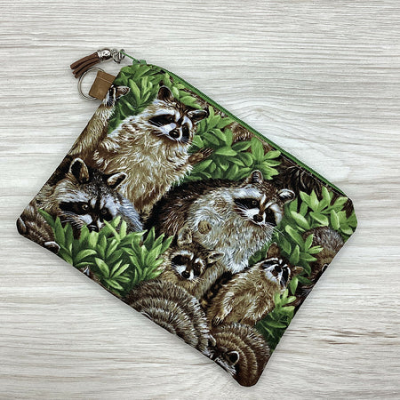 Raccoons Zip Pouch (21cm x 16cm) Fully lined, lightly padded