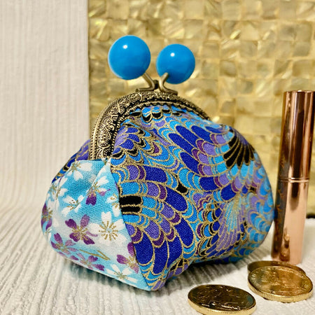 Little Dumpling Purse - Blue Japanese floral