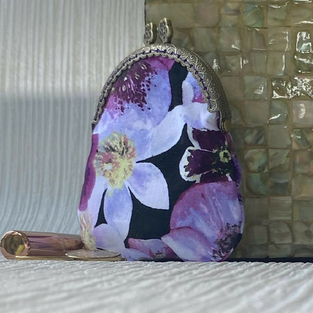 Small kiss-lock frame purse - purple floral