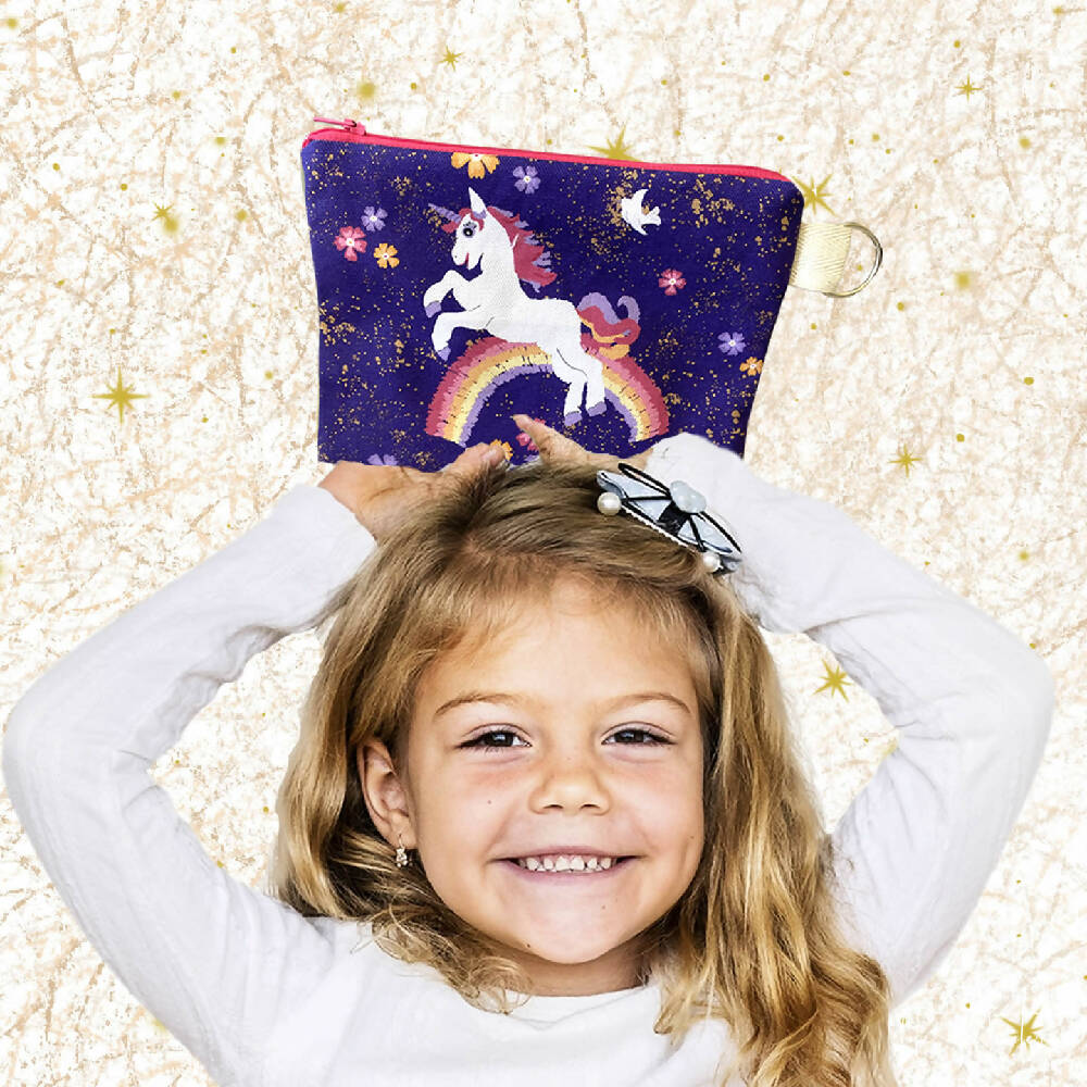 Zipper Purse - Unicorn jumping over rainbow with Secret Message inside #34