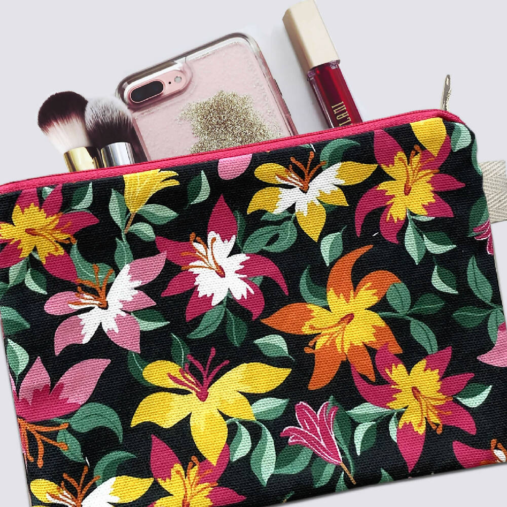 Zipper Purse - Vibrant Lillies Print with Secret Message inside #26