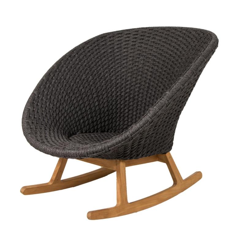 Peacock Rocking Chair, Soft Rope, Dark Grey Seat / Teak Legs