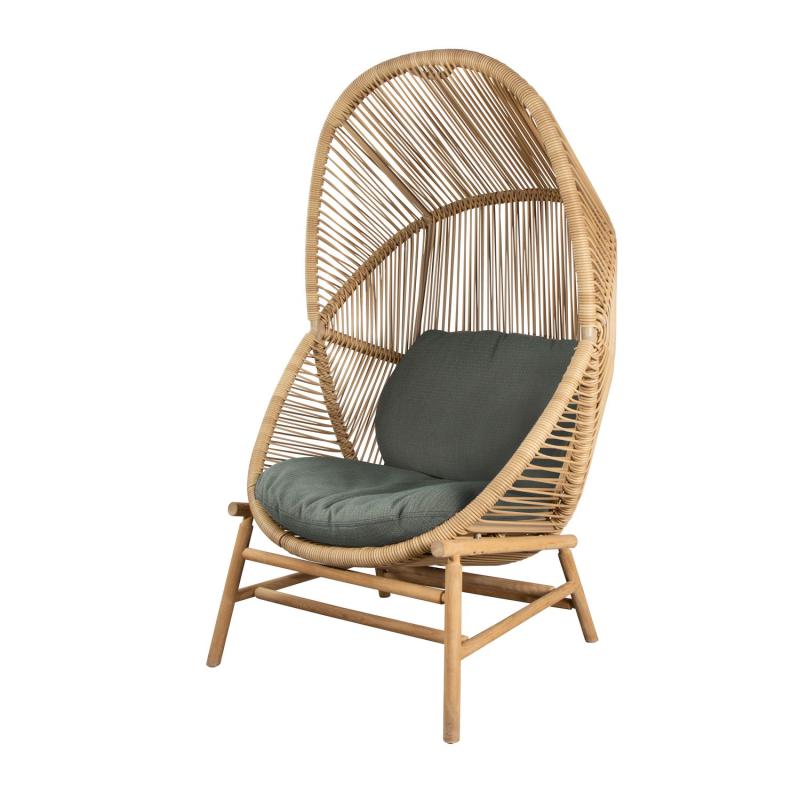 Hive Hanging Chair With Cushions, Teak Base