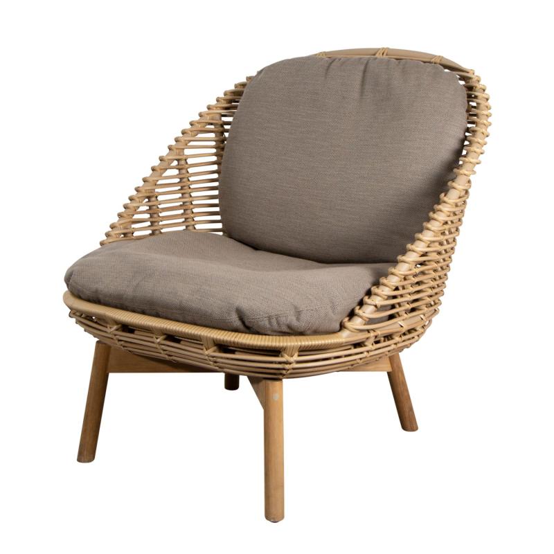 Hive Lounge Chair With Cushions, Natural Seat / Taupe Cushions