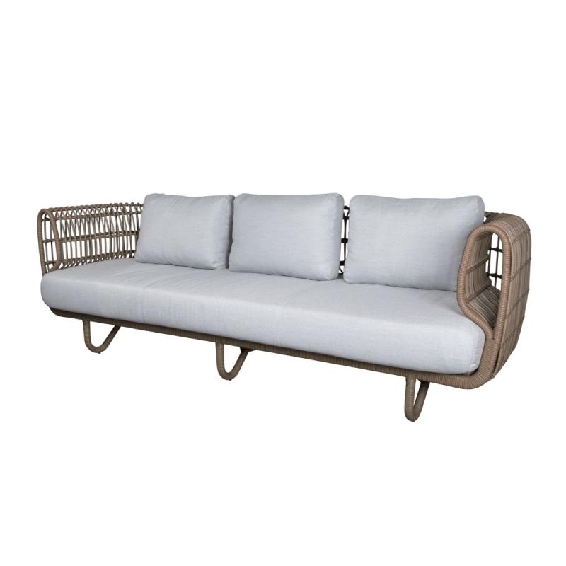 Nest 3-Seater Sofa With Light Grey Cushions, Natural