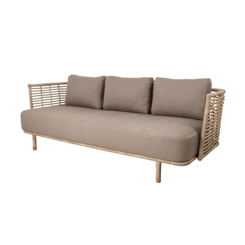 Sense Outdoor 3-Seater Sofa, Natural With Taupe Cushions