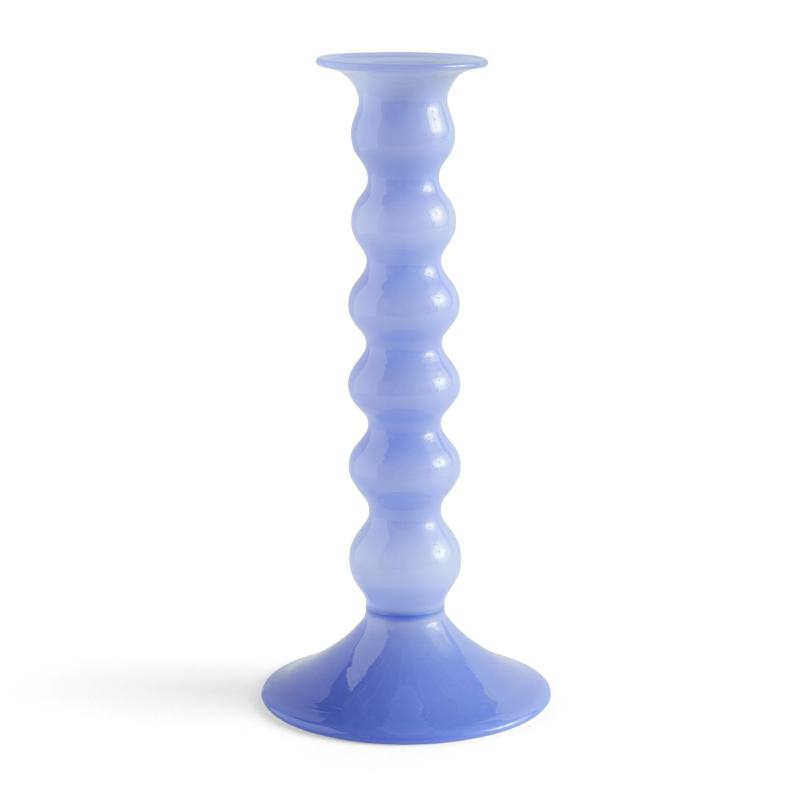 Wavy Candleholder, Large, Jade Light Blue