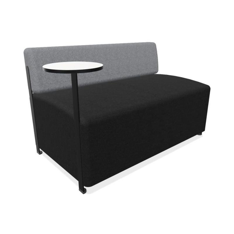 Bend Soft Seating, Straigth Seat W110cm With Backrest & Side Table, Dark Grey & Light Grey