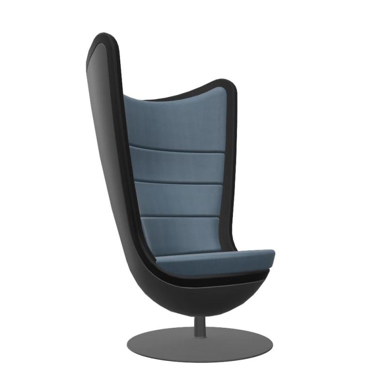 Badminton Armchair, Dark Blue & Black Upholstery  / Matt Black Shell & Base